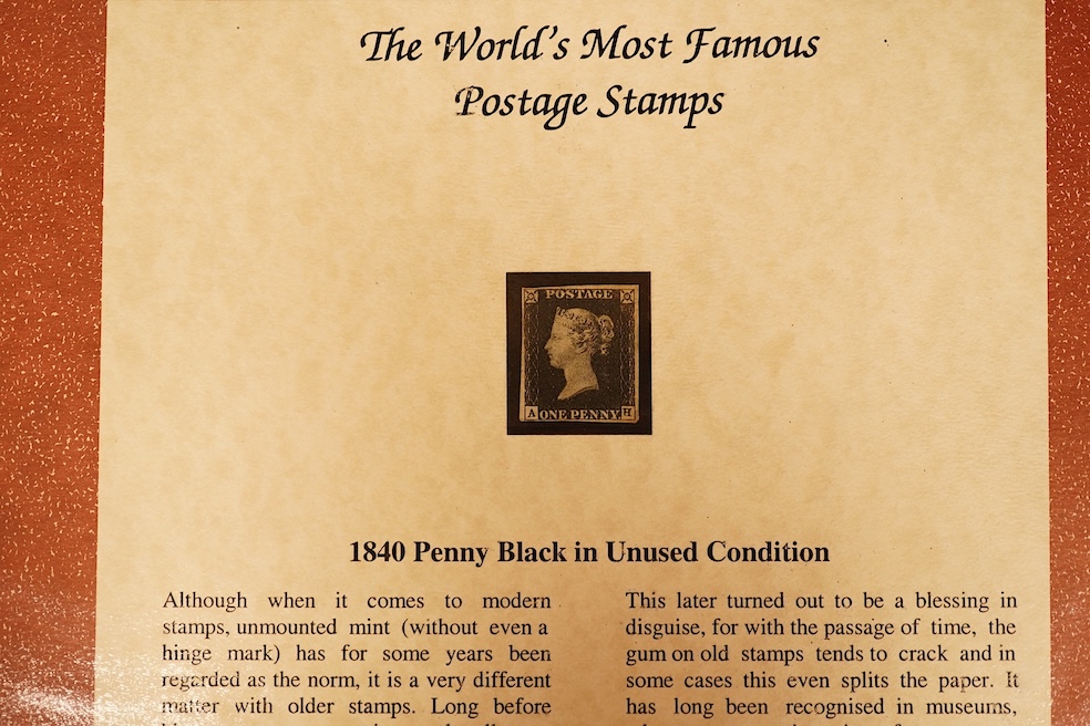 1840 Penny Black in unused condition in Westminster Collection case with certificate